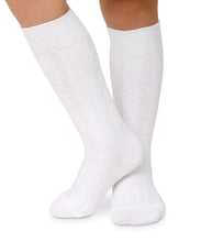 Load image into Gallery viewer, Classic Cable Knee High - White