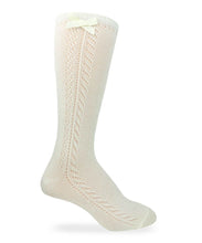 Load image into Gallery viewer, Pointelle Bow Knee Sock - Ivory (1650)