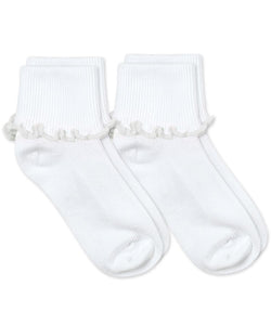 Ripple Edge Cuff Socks - White (2221)