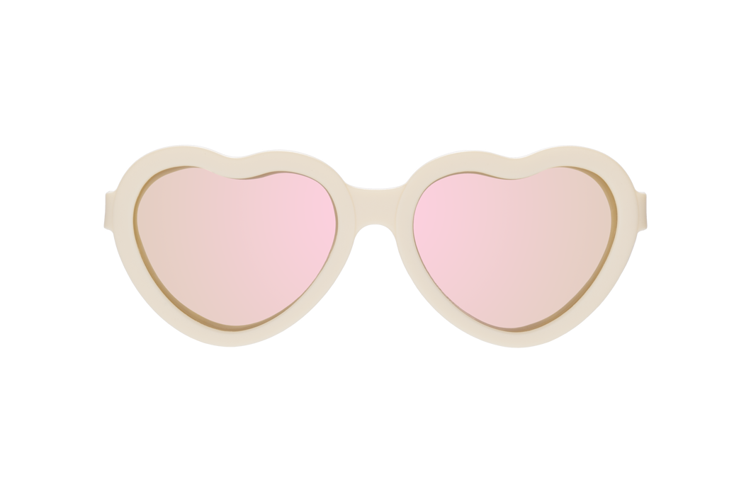 Polarized Heart Sunglasses - Sweet Cream | Rose Gold Mirrored Lens