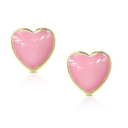 Heart Stud Earrings: Pink