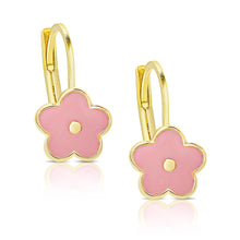 Load image into Gallery viewer, Flower Leverback Earrings: Pink