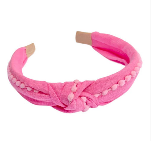 Pom Pom Knot Headband - Pink