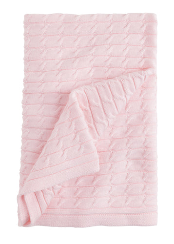 Cable Knit Blanket - Light Pink