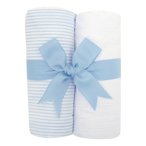 Set of Two Fabric Burps - Blue Seersucker Stripe