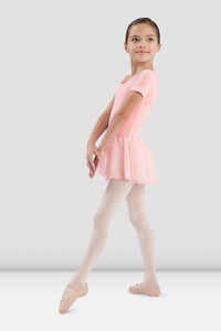 Girls Short Sleeve Skirted Leotard - Light Pink