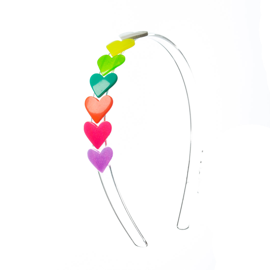 Centipede Hearts Headband - Neon Rainbow