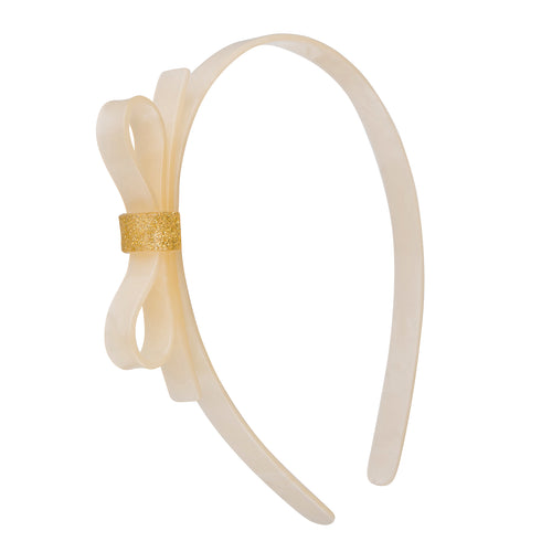 Thin Bow Headband - Pearl White