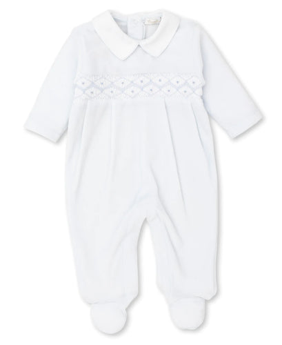 Smocked Velour Footie with Collar - More Colors