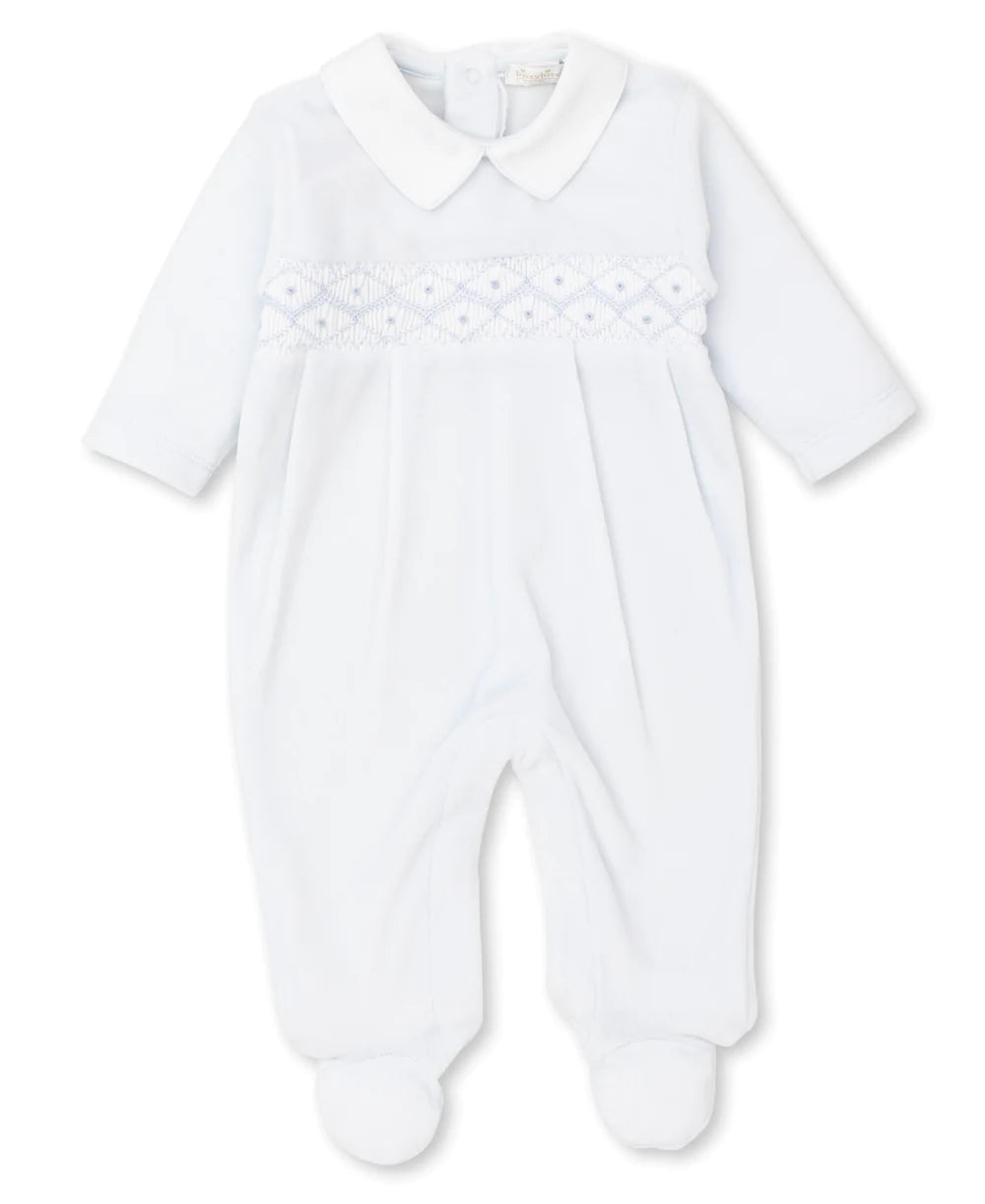 Smocked Velour Footie with Collar - More Colors