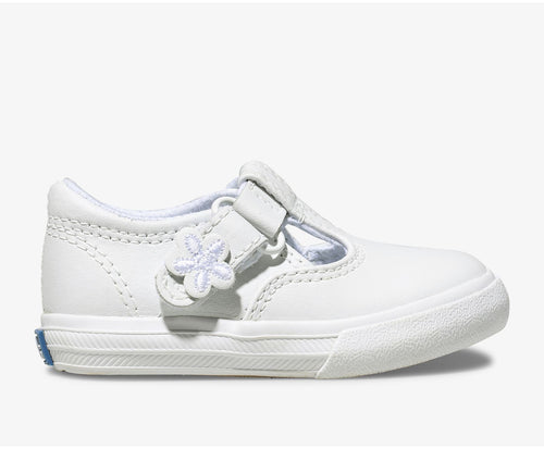 Daphne T-Strap Leather Sneaker - White