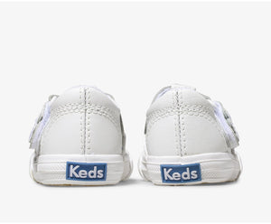Daphne T-Strap Leather Sneaker - White