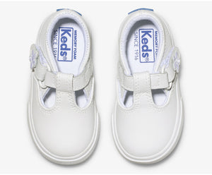 Daphne T-Strap Leather Sneaker - White