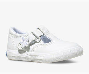 Daphne T-Strap Leather Sneaker - White
