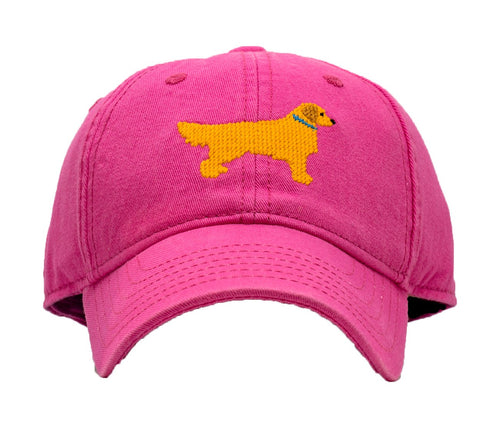 Golden Retriever on Bright Pink Hat