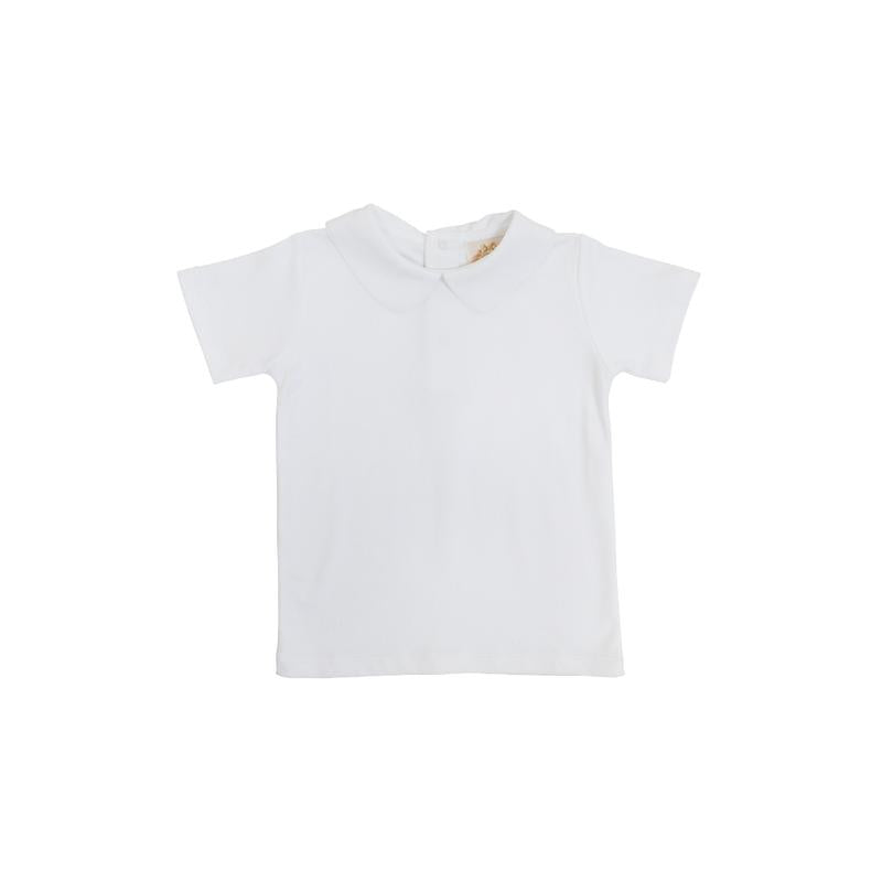 Peter Pan Collar Shirt Short Sleeve Pima - Worth Avenue White