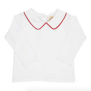 Peter Pan Collar Shirt - Worth Avenue White with Richmond Red (pima)