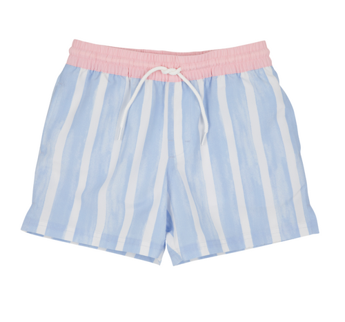 Turtle Bay Trunks - Sea Wall Stripe with Palm Beach Pink
