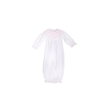 Load image into Gallery viewer, Sweetly Smocked Greeting Gown - Worth Ave White with Palm Beach Pink