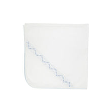 Load image into Gallery viewer, Sweetly Smocked Blessing Blanket - Worth Ave White with Buckhead Blue