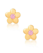 Load image into Gallery viewer, Flower CZ Stud Earrings In 18K Gold Over Sterling Silver