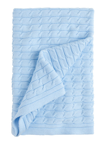 Cable Knit Blanket - Light Blue