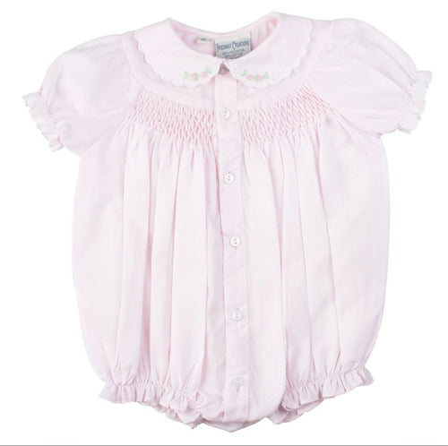 Smocked Scalloped Bubble - Pink
