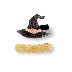Witch Hat and Wave Alligator Clips, Black and Gold
