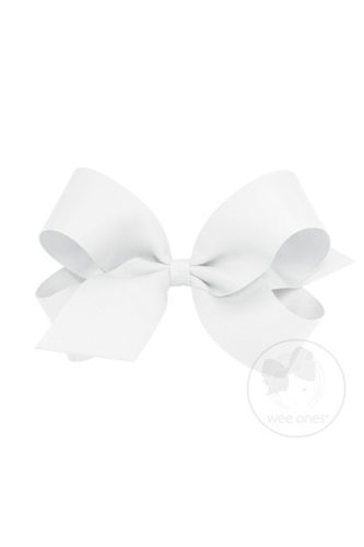 Classic Grosgrain Hair Bow - White