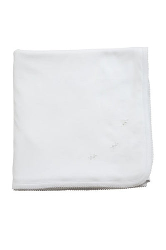Small Pima Blanket - White with White French Knots